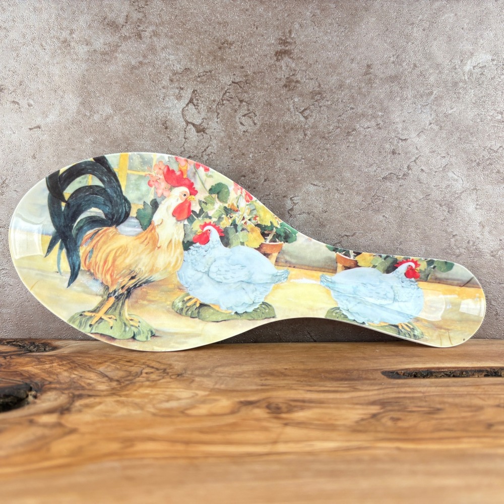 Keller-Charles Philadelphia Melamine Rooster Hen Farmhouse Spoon Rest